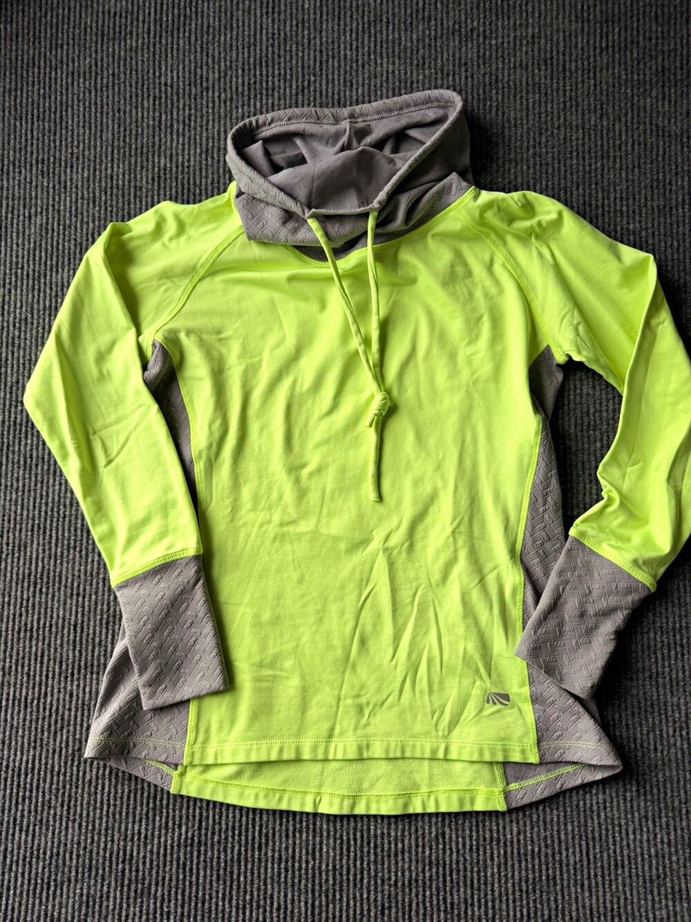 Marika Tek Dry-Wik Women's Large Neon Green Gray Cowl Neck Athletic Top